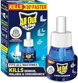 All Out Ultra Liquid Vaporizer Refill (45ml) | Kills Dengue, Malaria & Chikungunya Spreading Mosquitoes| India's Only Mosquito Killer Brand Recommended by Indian Medical Association